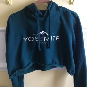 Dark teal cropped hoodie